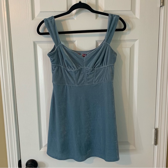 Urban Outfitters Soft Blue Velvet Genevieve Mini Dress, size M - Picture 10 of 10